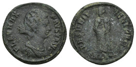 Fausta. Augusta, AD 324-326. Æ Follis (19mm, 2.8 g). Alexandria mint, 2nd officina. Struck under Constantine I, AD 325-326. FLAV MAX FAVSTA AVG, drape...