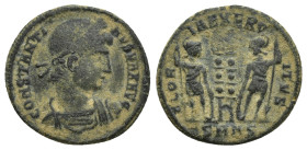 Constantine I Æ Nummus. (17mm, 2.4 g) Nicomedia, AD 330-335. CONSTANTINVS MAX AVG, laurel and rosette diademed, draped and cuirassed bust right / GLOR...