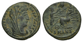 Divus Constantine I Æ Half-Nummus. (15mm, 1.3 g) Struck under Constantius II. Antioch, AD 337/340. DV CONSTANTINVS P T AVGG, veiled head right / Const...