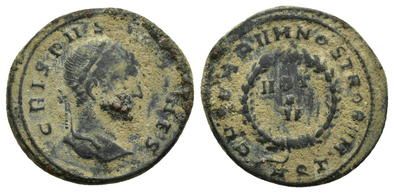 Crispus (Caesar, 316-326). Æ Follis (19mm, 2.7 g). Aquileia, c. AD 321. Laureate...