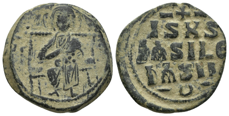 Time of Constantine IX, circa 1042-1055. Anonymous AE follis ,(27mm, 9.3 g) Cons...