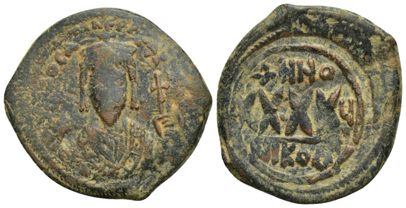 Phocas. AD 602-610. Dated RY 5=AD 606/7. Nikomedia Follis Æ (30mm, 11.8 g). Crow...