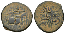 ISLAMIC, Seljuks. Rum. 'Izz al-Din Qilich Arslan II bin Mas'ud. AH 550-588 / AD 1155-1192. Æ Fals (20mm, 3.3 g). Horseman type.