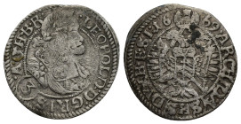AUSTRIA, Breslau, Leopold, three kreuzer, 1668 (20mm, 1.5 g)