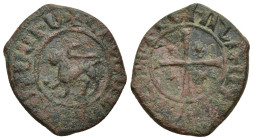 ARMENIA. Hetoum I, 1226-1270 AD. Æ Kardez (23mm, 6.1 g) of SIs. Lion walking. / Cross with nothing in angles.