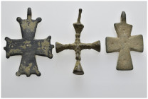 Byzantine Bronze Cross Pendants lot 3 pieces SOLD AS SEEN NO RETURNS.