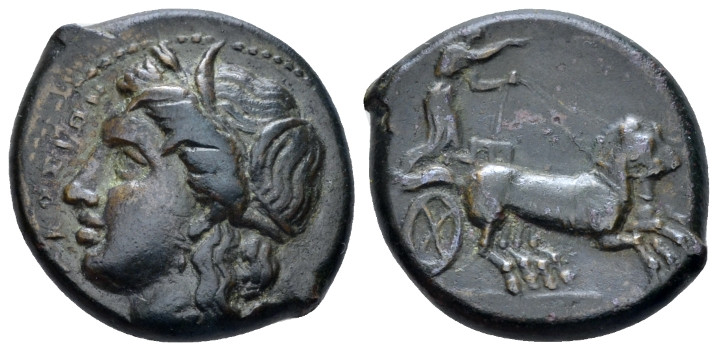 Sicily, Syracuse Bronze circa 289-287, Æ 19.00 mm., 7.50 g.
Wreathed head of Ko...
