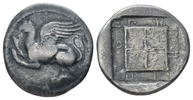 Thrace, Abdera Drachm circa 469-468, AR 16.00 mm., 3.03 g.
Griffin standing l. ...