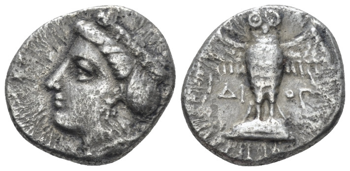 Pontus, Amisus Drachm circa 435-370, AR 18.00 mm., 5.24 g.
Head of Hera l., wea...