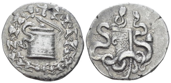 Phrygia, Apameia Cistophoric tetradrachm circa 57-56, AR 26.00 mm., 12.67 g.
Ci...