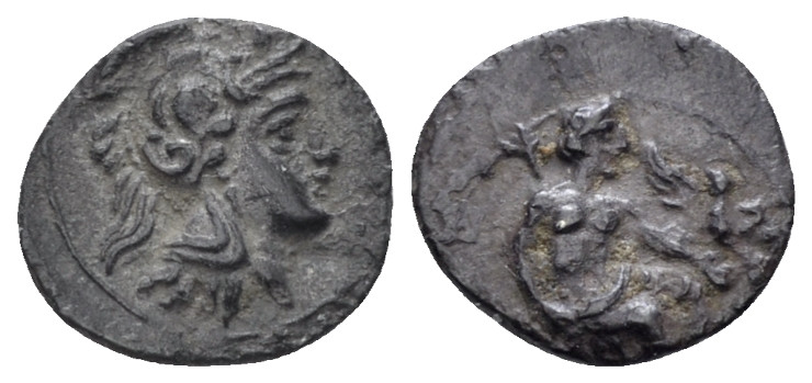 Cilicia, Uncertain mint Obol IV cent., AR 10.00 mm., 0.66 g.
Baaltars seated r....