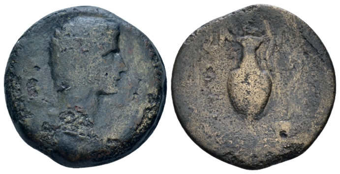 Egypt, Alexandria Octavian as Augustus, 27 BC – 14 AD Obol After 19 BC, Æ 21.10 ...