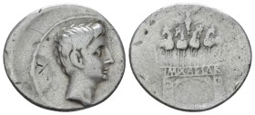 Octavian, 32 – 27 BC Denarius Brundisium and Roma (?) circa 29–27 BC