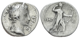 Octavian as Augustus, 27 BC – 14 AD Denarius Lugdunum 11-10