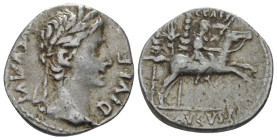 Octavian as Augustus, 27 BC – 14 AD Denarius Lugdunum circa 8 BC