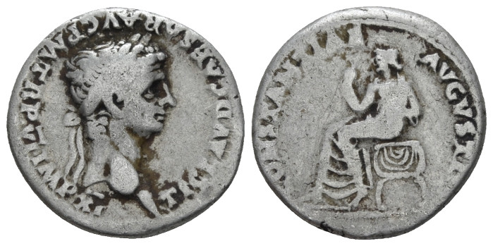 Claudius, 41-54 Denarius Rome 46-47, AR 18.00 mm., 3.62 g.
Laureate head r. Rev...