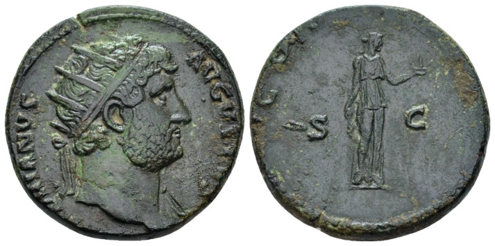 Hadrian, 117-138 Dupondius Rome circa 125-128, Æ 26.00 mm., 12.55 g.
Radiate he...