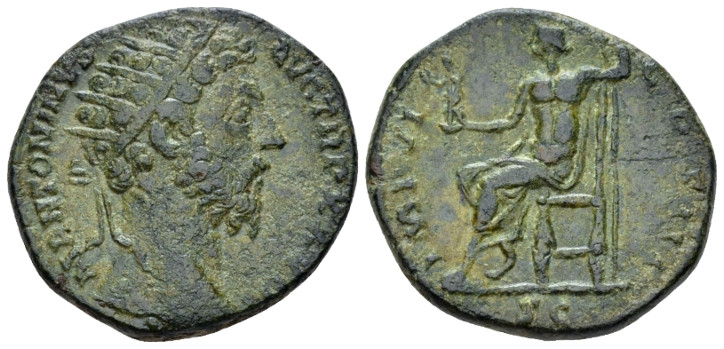 Marcus Aurelius, 161-180 Dupondius Rome 174, Æ 24.00 mm., 12.14 g.
Radiate head...