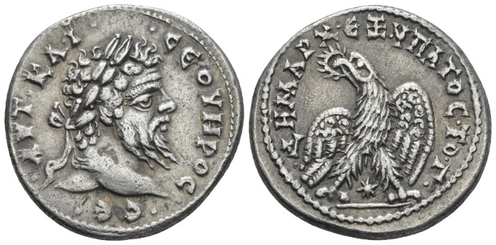 Septimius Severus, 193-211 Tetradrachm Laodicaea circa 209-211, AR 27.00 mm., 11...