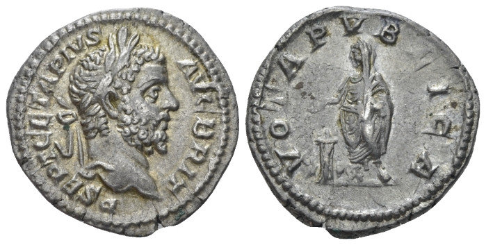 Geta, 209-212 Denarius Rome 209-212, AR 19.00 mm., 3.45 g.
Laureate head r. Rev...