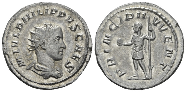 Philip II caesar, 245-247 Antoninianus Rome 245-247, AR 22.00 mm., 3.90 g.
Radi...