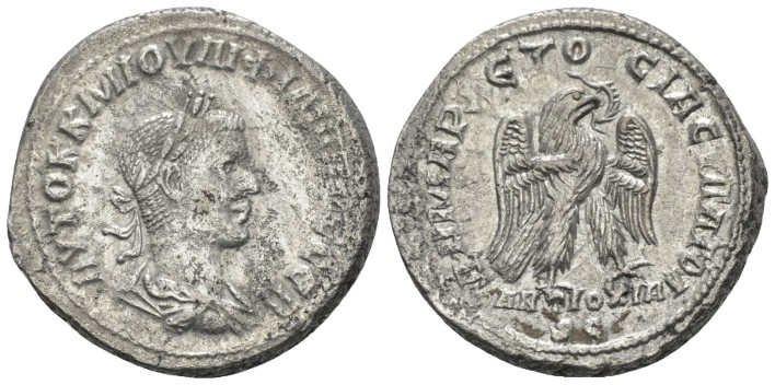 Philip II, 247-249 Tetradrachm Antiochia 249, AR 27.00 mm., 12.55 g.
Radiate, d...