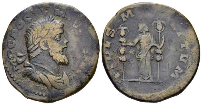 Postumus, 259-268 Sestertius Lugdunum 260-268, Æ 29.00 mm., 20.26 g.
Laureate, ...