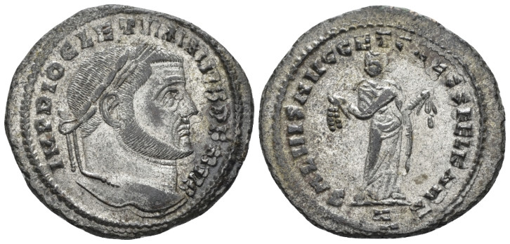 Diocletian, 284-305 Follis Carthago circa 298-299, Æ 29.00 mm., 9.80 g.
Laureat...