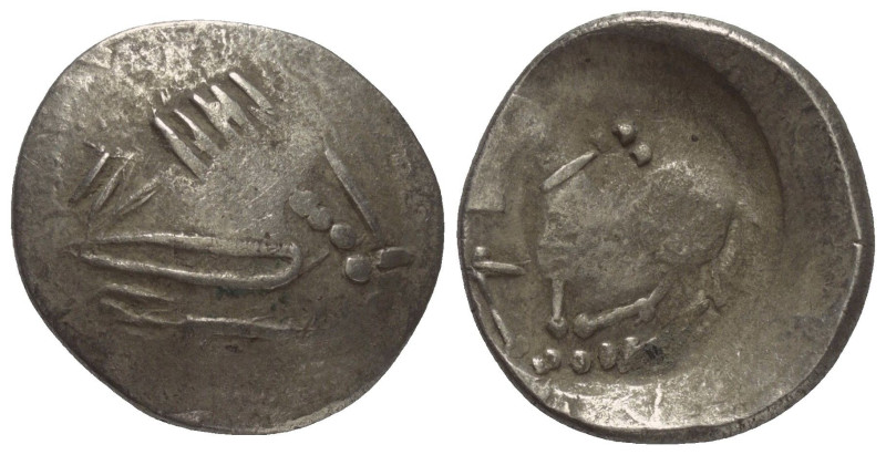 Ostkelten. Muntenien. Typ 'Sattelkopf'.

 Tetradrachme (Silber).
Vs: Stark st...
