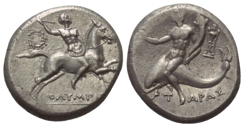 Kalabrien. Tarent.

 Didrachme oder Nomos (Silber). Ca. 240 - 228 v. Chr.
Vs:...