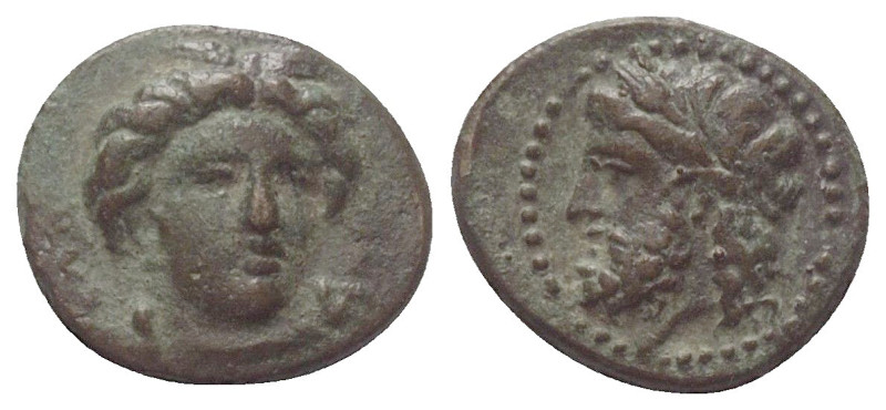 Sizilien. Gela.

 Bronze. Ca. 315 - 310 v. Chr.
Vs: Kopf der Demeter en face,...