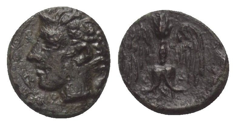 Sizilien. Katana.

 Bronze (Onkia). Ca. 415 - 404 v. Chr.
Vs: Kopf des Amenan...
