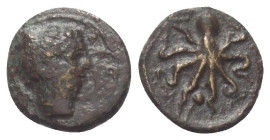 Sizilien. Syrakus. 2. Demokratie (466 - 405 v. Chr.).

 Bronze (Onkia). Ca. 435 - 415 v. Chr.
Vs: Kopf der Arethousa rechts, dahinter Delfin.
Rs: ...