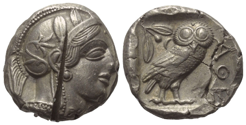 Attika. Athen.

 Tetradrachme (Silber). Ca. 454 - 404 v. Chr.
Vs: Kopf der At...