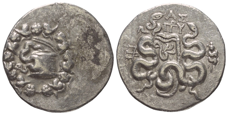 Mysien. Pergamon.

 Cistophor (Silber). Ca. 92 - 88 v. Chr.
Vs: Cista mystica...