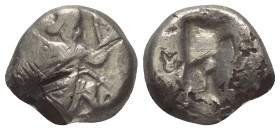 Achaimenidisches Königreich. Xerxes I. - Dareios II. (ca. 480 - 420 v. Chr.).

 Siglos (Silber, subärat). Sardeis.
Vs: Großkönig mit Speer und Boge...