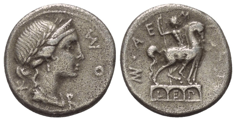 Mn. Aemilius Lepidus.

 Denar (Silber). 114 oder 113 v. Chr. Rom.
Vs: ROMA. D...