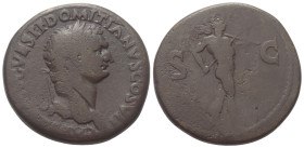 Domitianus (81 - 96 n. Chr.).

 Sesterz (Bronze). 80 - 81 n. Chr. (Domitian als Caesar). Thrakien (?).
Vs: CAES DIVI AVG VESP F DOMITIANVS COS VII....