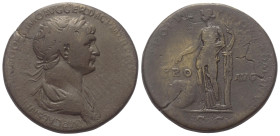 Traianus (98 - 117 n. Chr.).

 Sesterz. 114 - 117 n. Chr. Rom.
Vs: IMP CAES NER TRAIANO OPTIMO AVG GER DAC P M TR P COS VI P P. Büste mit Lorbeerkr...