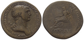 Traianus (98 - 117 n. Chr.).

 Sesterz. 114 - 117 n. Chr. Rom.
Vs: IMP CAES NER TRAIANO OPTIMO AVG GER DAC P M TR P COS VI P P. Büste mit Lorbeerkr...