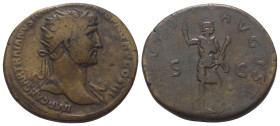Hadrianus (117 - 138 n. Chr.).

 Dupondius. 119 - 121 n. Chr. Rom.
Vs: IMP CAESAR TRAIANVS HADRIANVS AVG P M TR P COS III. Büste mit Strahlenkrone ...