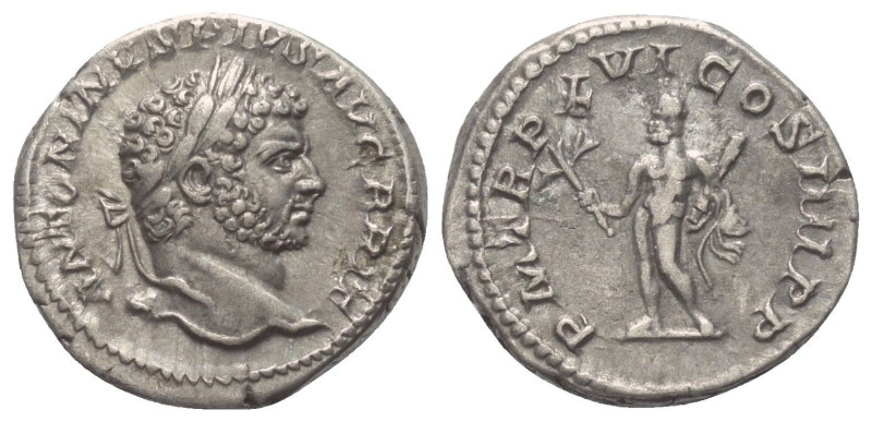 Caracalla (197 - 217 n. Chr.).

 Denar (Silber). 213 n. Chr. Rom.
Vs: ANTONIN...