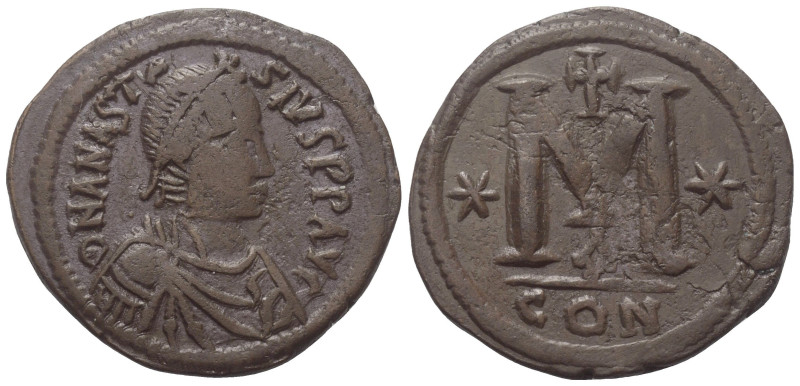 Anastasius I. (491 - 518 n. Chr.).

 Follis (40 Nummi). 498 - 518 n. Chr. Cons...