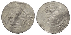 Goslar - Reichsmünzstätte. Otto III. (983 - 1003).

 Denar (Silber).
Nachahmung des Otto-Adelheid-Pfennig.

Vs: Kirchengebäude.
Rs: Kreuz, in de...