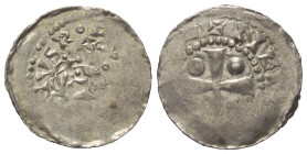 Speyer - Königliche Münzstätte. Heinrich III. (1039 - 1056).

 Denar (Silber). Speyer.
Vs: [HEINRI]CVS RE[X]. Büste des Kaisers frontal mit Kreuzsz...