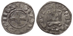 Achaia - Fürstentum. Guy II. de La Roche (1287 - 1308).

 Denar (Silber).
Vs: + GVI DVX ATENES. Kreuz.
Rs: + ThEBANI CIVIS. Stilisiertes Kastell, ...
