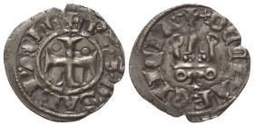 Achaia - Fürstentum. Philipp von Savoyen (1301 - 1307).

 Denar (Silber).
Vs: + PhS D SAB P AChE. Kreuz.
Rs: + DE CLARENCIA. Stilisiertes Kastell....