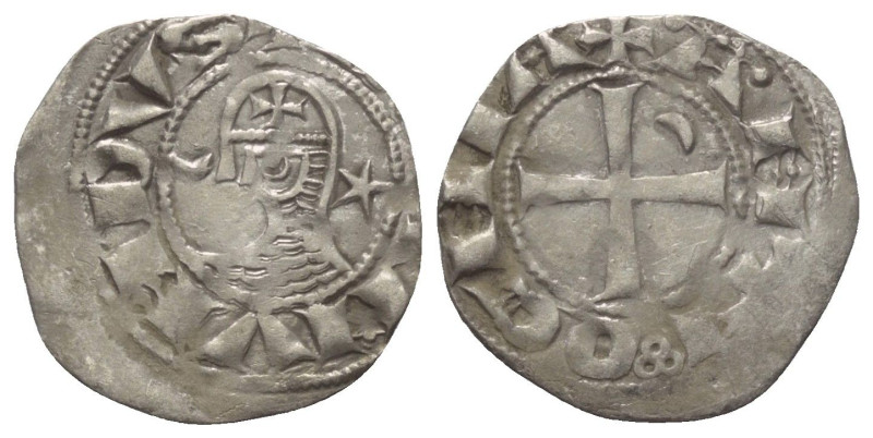 Antiochia - Fürstentum. Bohemund III. (1163 - 1201).

 Denar (Silber).
Vs: He...