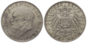 Kaiserreich. Bayern. Ludwig III. (1913 - 1918).

 2 Mark (Silber). 1914 D. München.
Vs: Kopf links.
Rs: Großer Reichsadler.

28 mm. 11,14 g. 
...