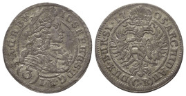 Habsburger bis 1806. Joseph I. (1705 - 1711).

 3 Kreuzer (Silber). 1705 CB.
Vs: Belorbeertes und geharnischtes Brustbild nach rechts; darunter Nom...